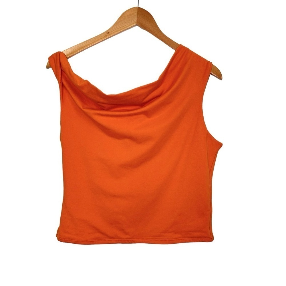 Rebdolls Womens In The Process Drop Shoulder Crop Top Size 1X Orange Twist Strap